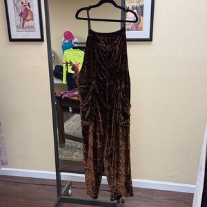 Free People Velvet Brown Jumpsuit L